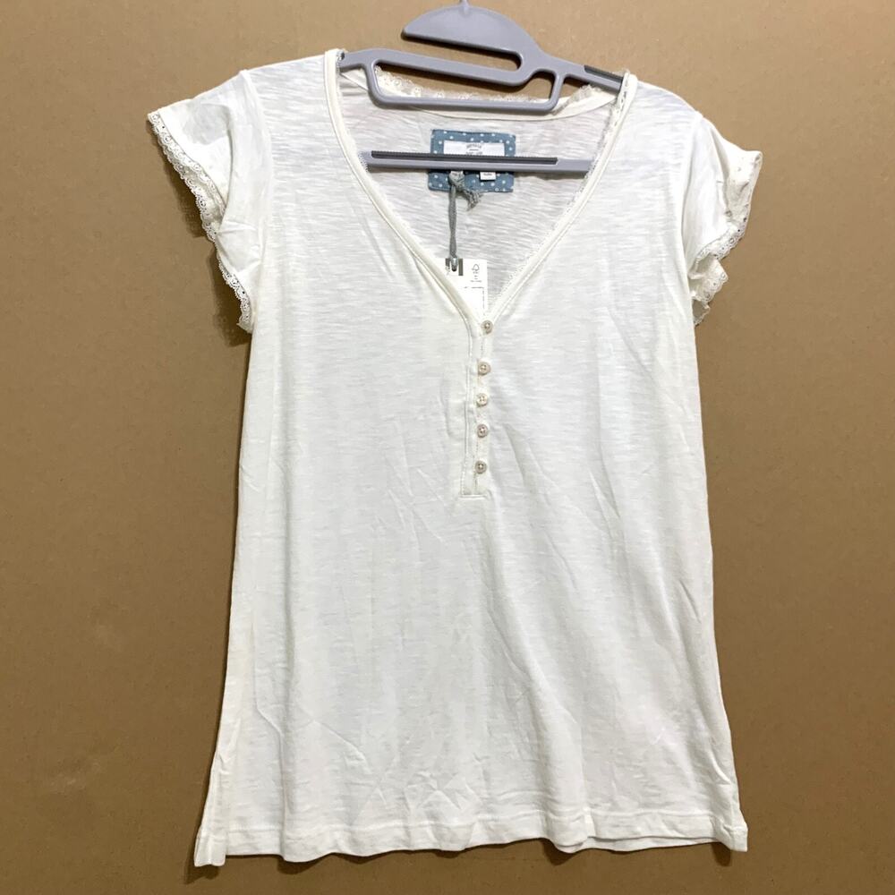 FAT FACE Ivory White LUNA Woven Sleep Tee Cotton/Modal SZ 2 NWT